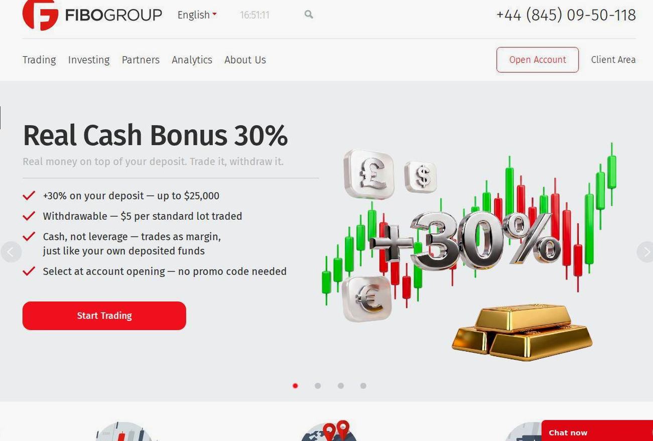 Screenshot of the FIBO Group website