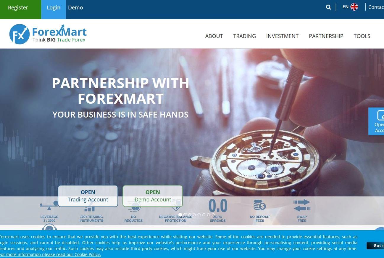 Screenshot of the ForexMart website