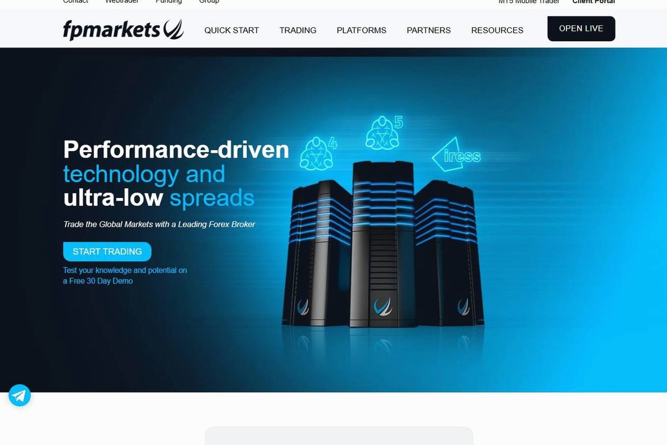 Screenshot of the FP Markets website