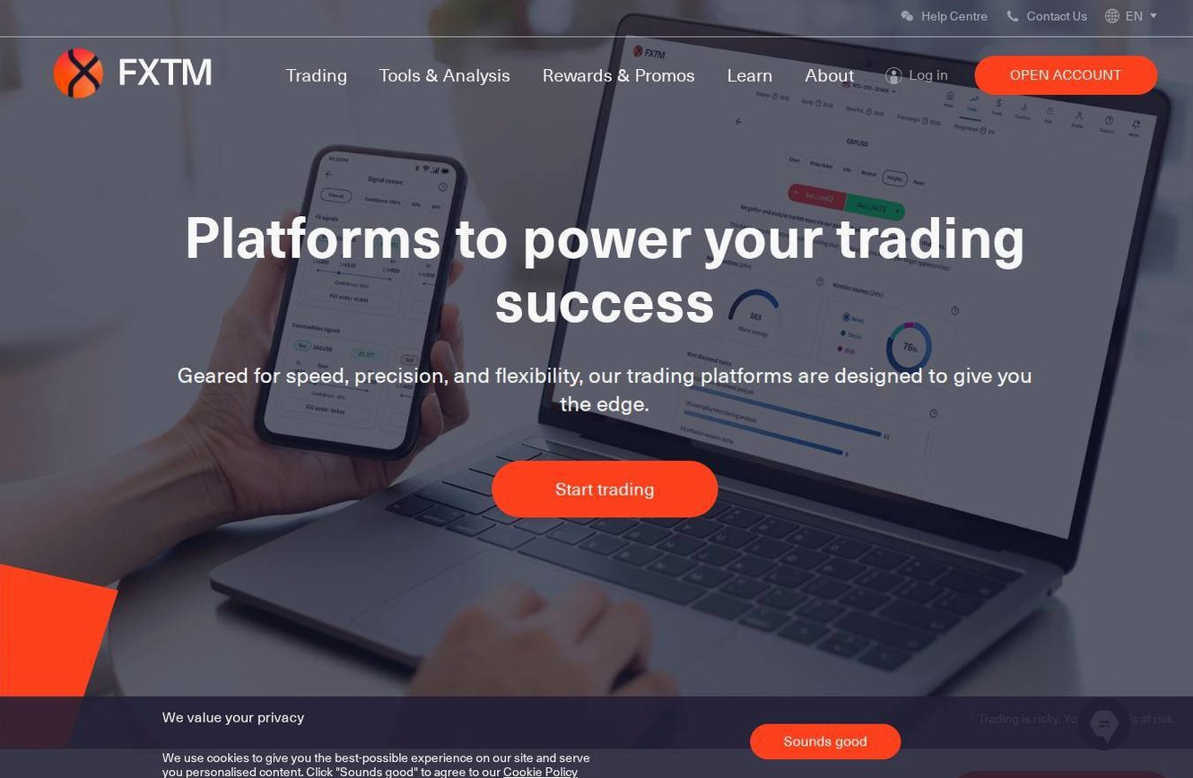 The platform page on the FXTM website