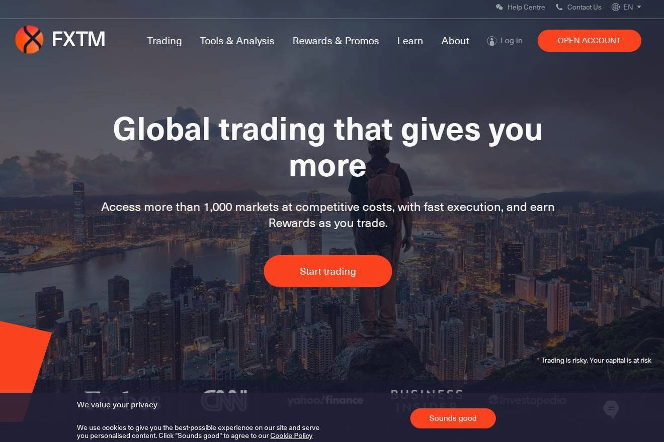 Screenshot of the FXTM website