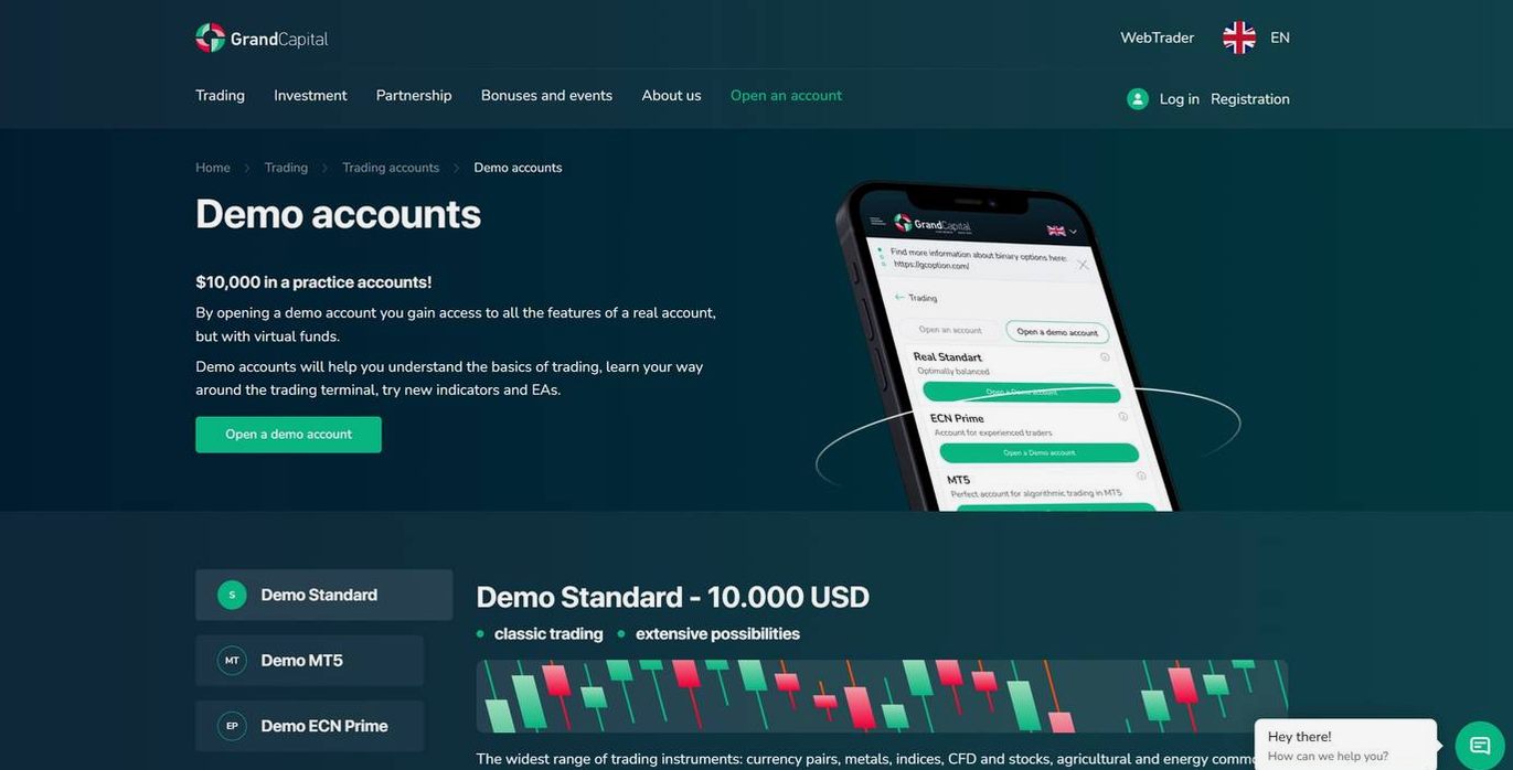 Screenshot of the Grand Capital website