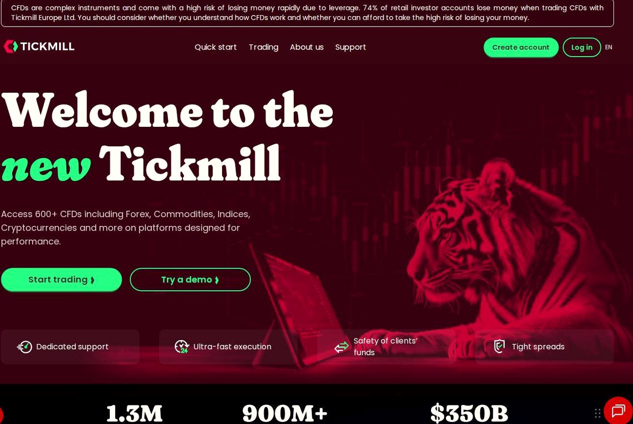 The platform page on the Tickmill website