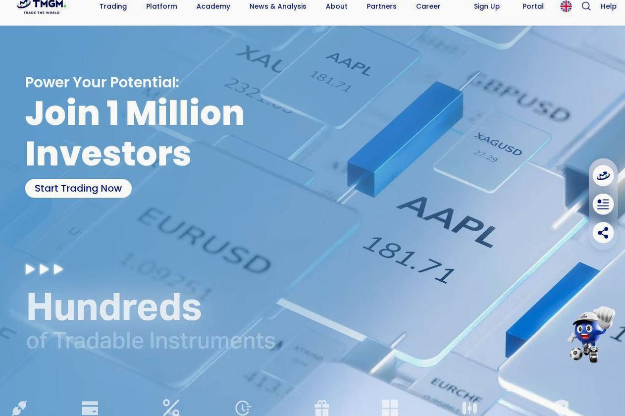 Screenshot of the TMGM website