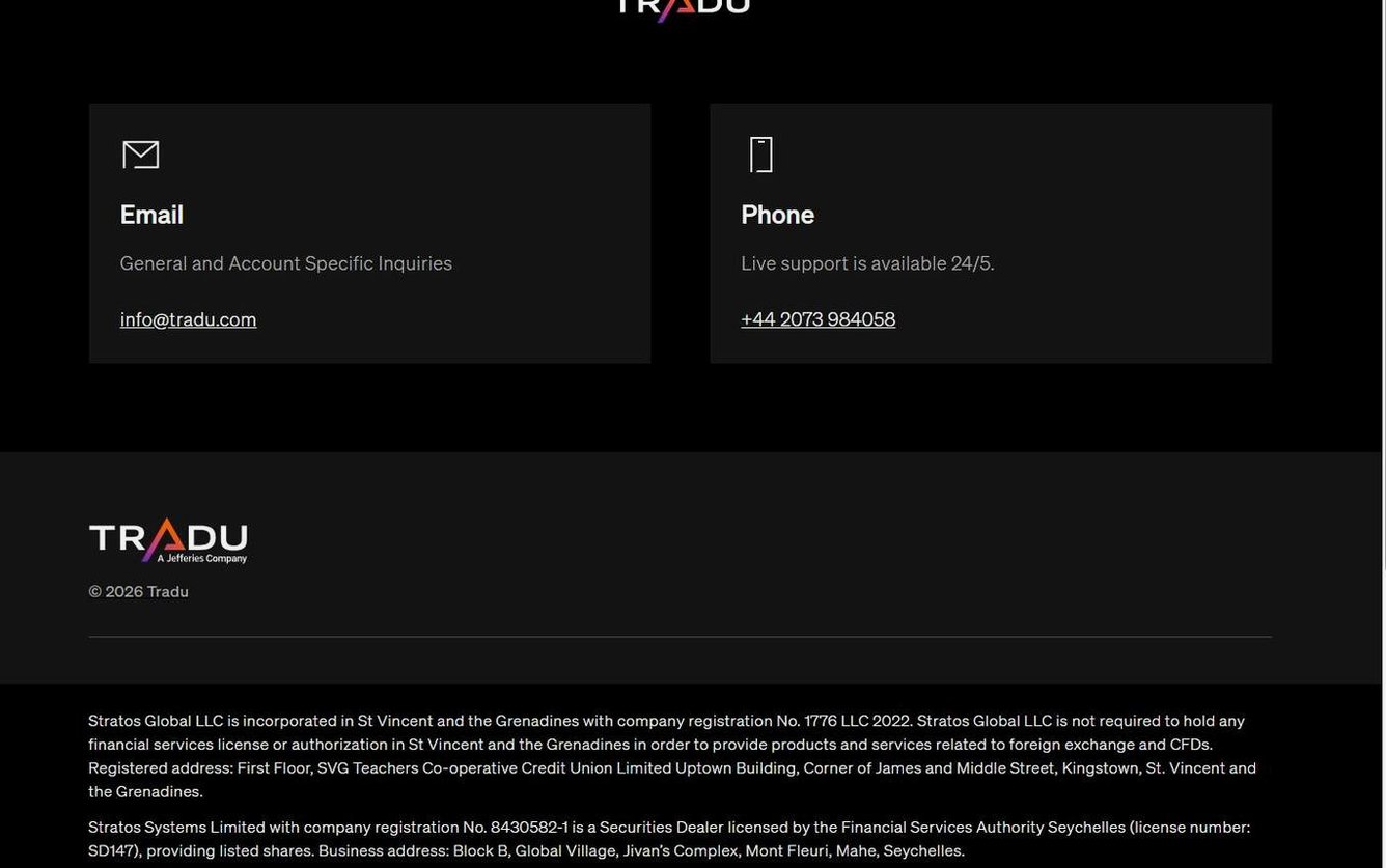 Screenshot of the Tradu website