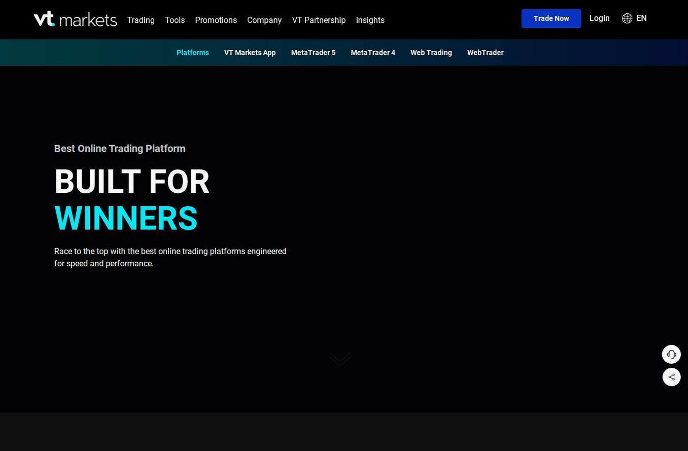 The platform page on the VT Markets website