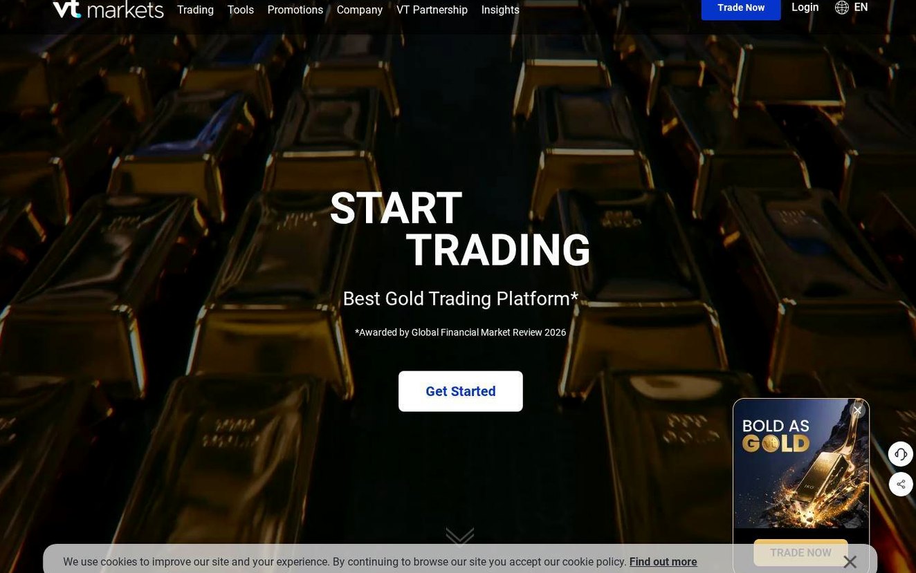Screenshot of the VT Markets website