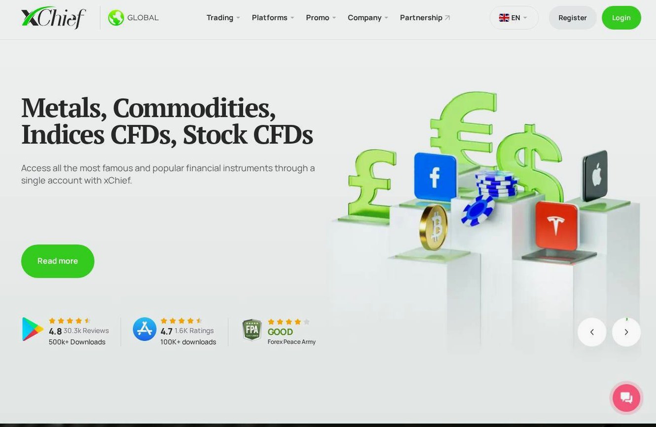 Screenshot of the XChief website