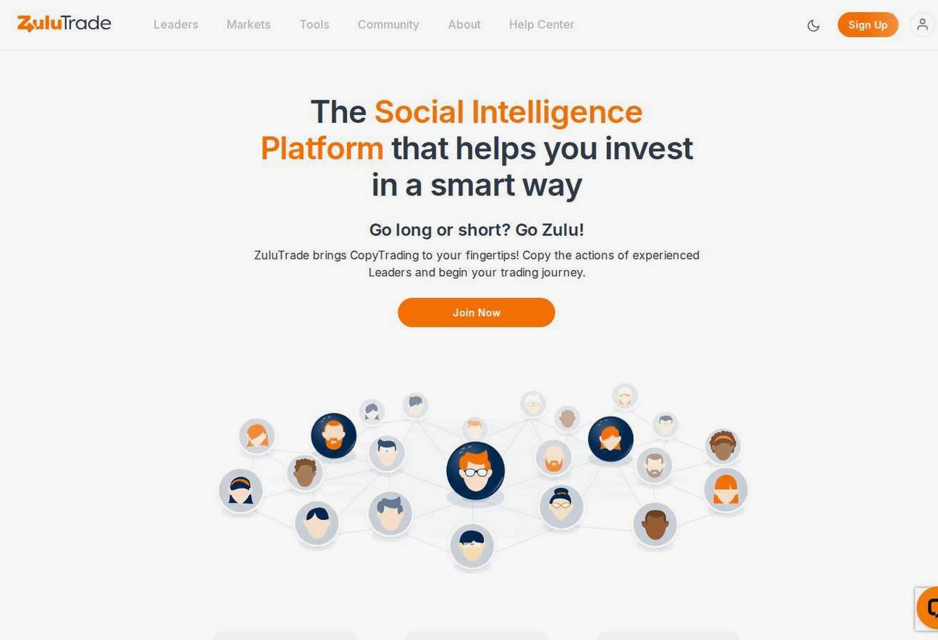 Screenshot of the ZuluTrade website